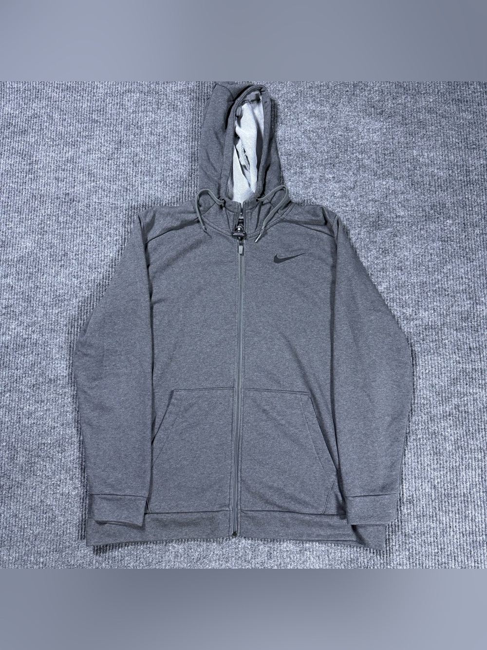 Nike Dri Fit Mens Size XL Full-Zip Training Hoodie Gray CZ6376-071 Gym Athletic